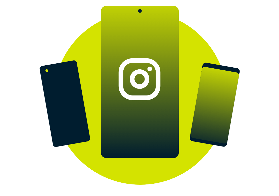 โทรศัพท์มือถือที่มีโลโก้ Instagram